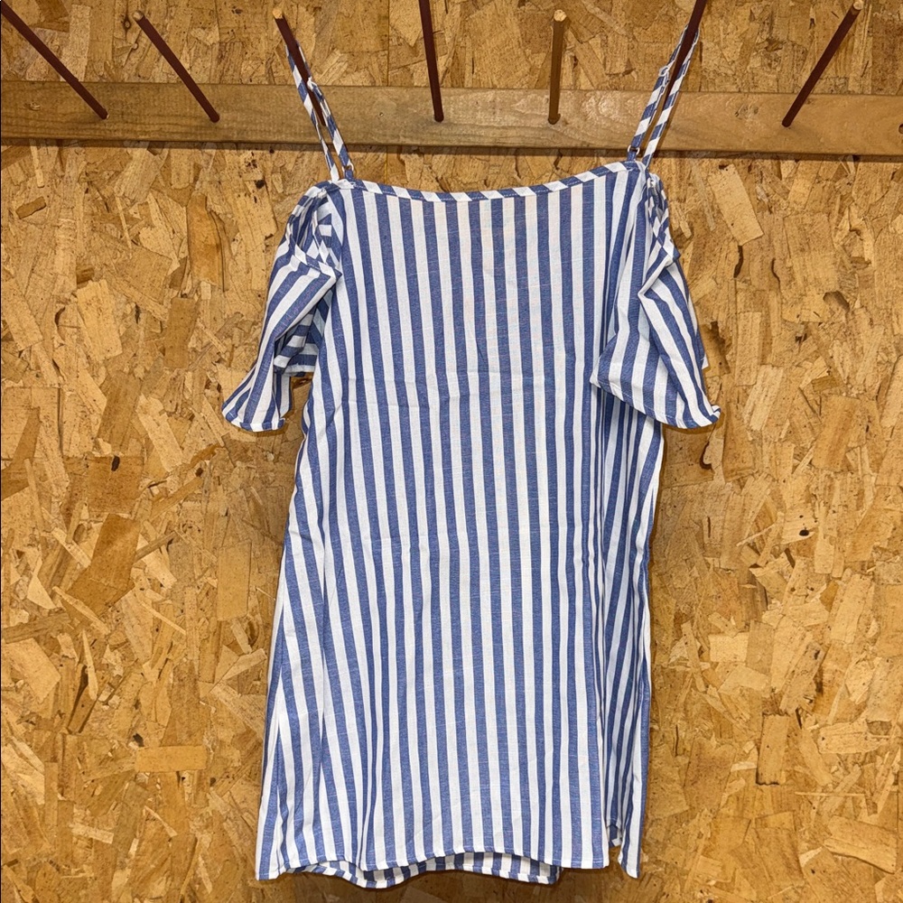 SHEIN Blue and White Striped Mini Dress